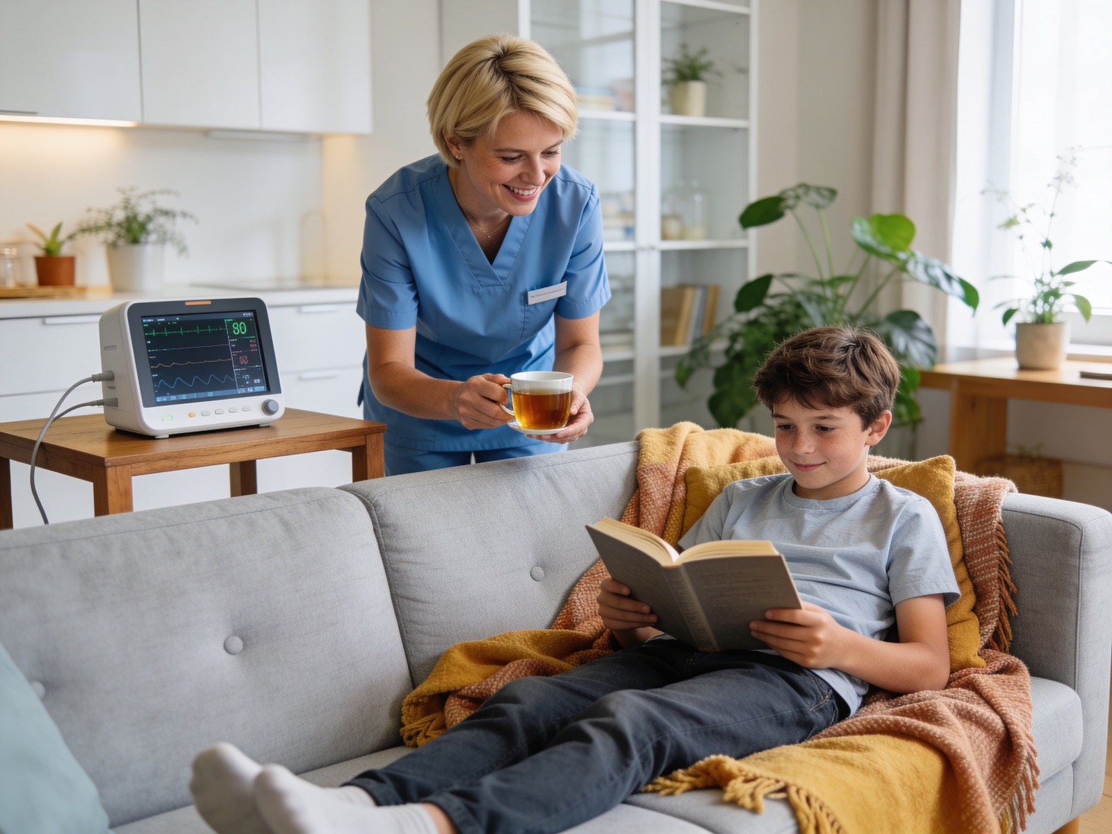 Kinderpflege ab 10 Jahre – Alfa & Omega Intensivpflege GmbH Kinderpflege ab 10 Jahren – Pflegefachkraft betreut Kind liebevoll im häuslichen Umfeld in Wuppertal